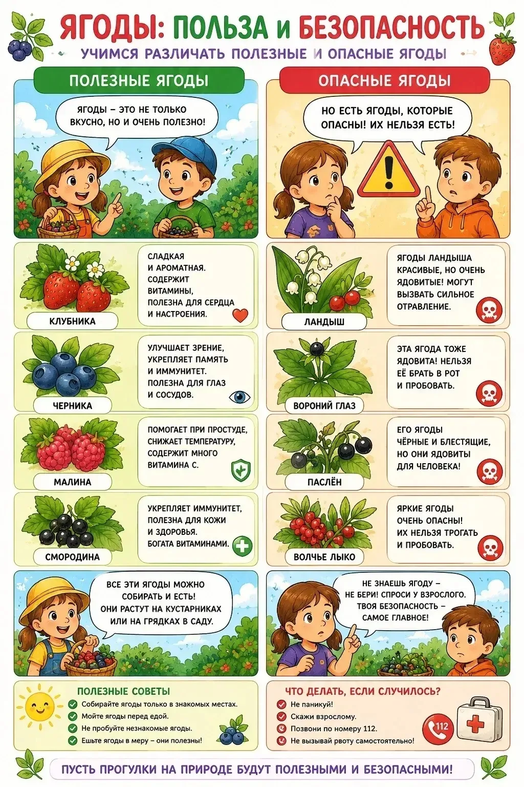 🍓 Полезные и опасные ягоды: учимся различать вместе! 🍓
Лето - время вкусных ягод, прогулок и новых