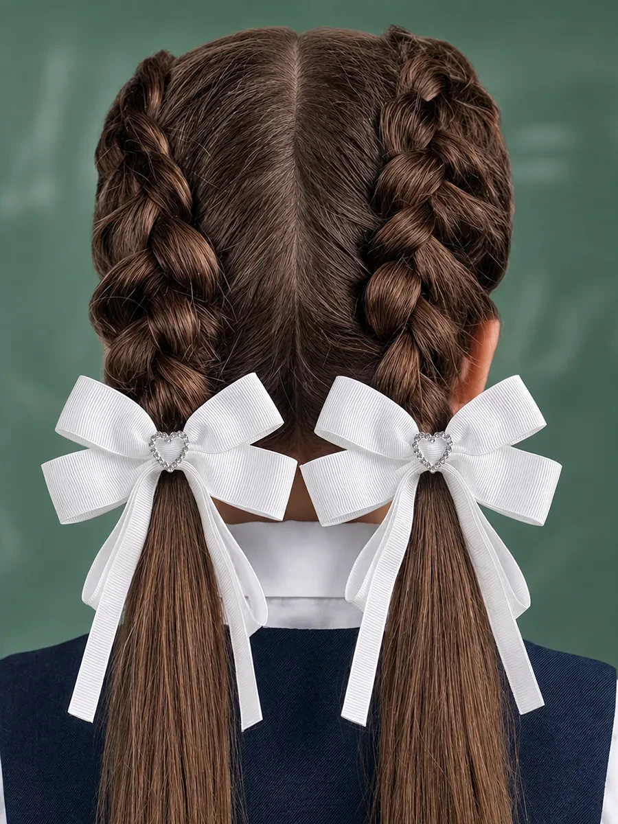 ⚡️ Бантики белые на резинке в школу, HairBee