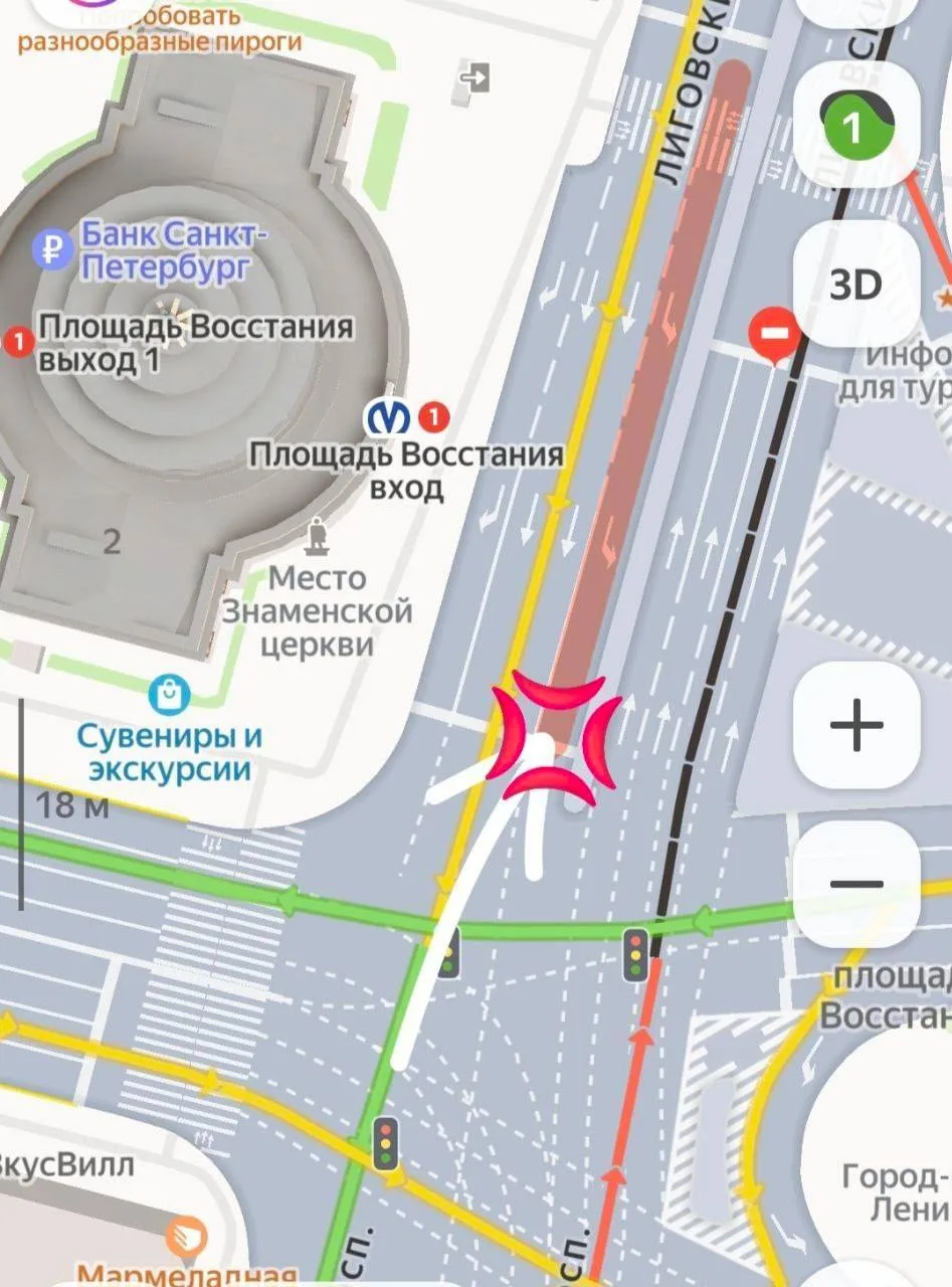 Поворот налево с Лиговского проспекта убрали

На перекрёстке с Гончарной улицей изменилась схема дви