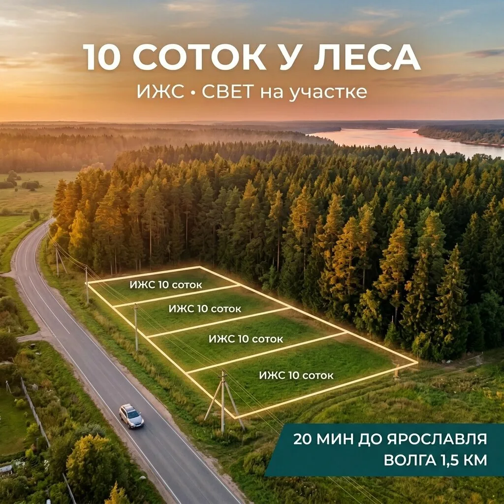 Участок 10 соток рядом с Ярославлем — всего 160 000 ₽