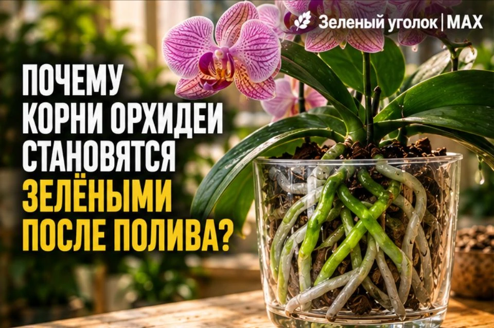 💧 ПОЧЕМУ КОРНИ ОРХИДЕИ СТАНОВЯТСЯ ЗЕЛЁНЫМИ ПОСЛЕ ПОЛИВА?
