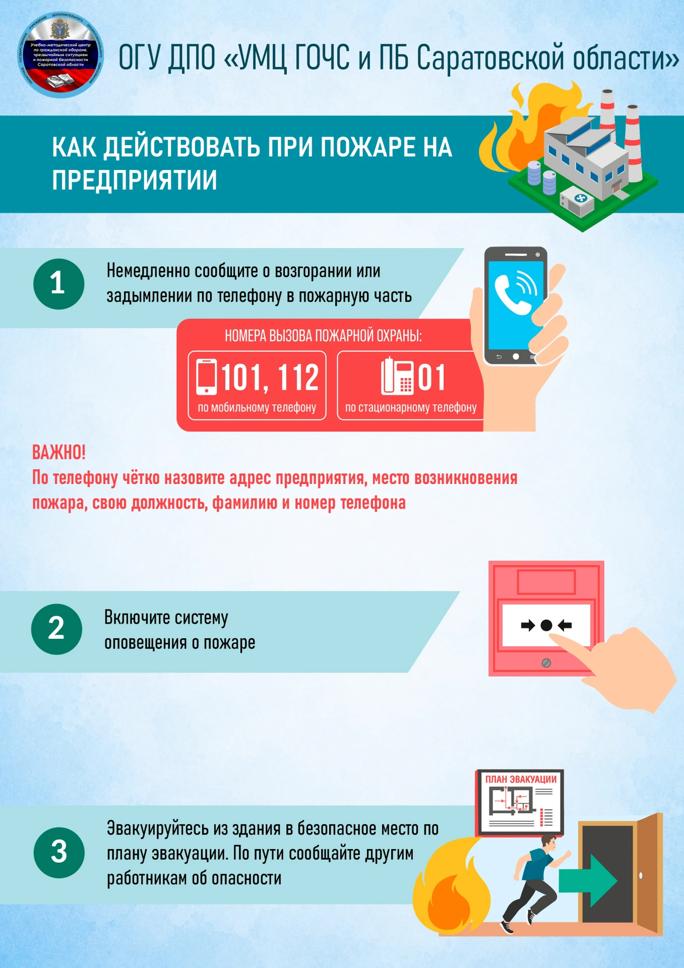 Действия при пожаре на предприятии