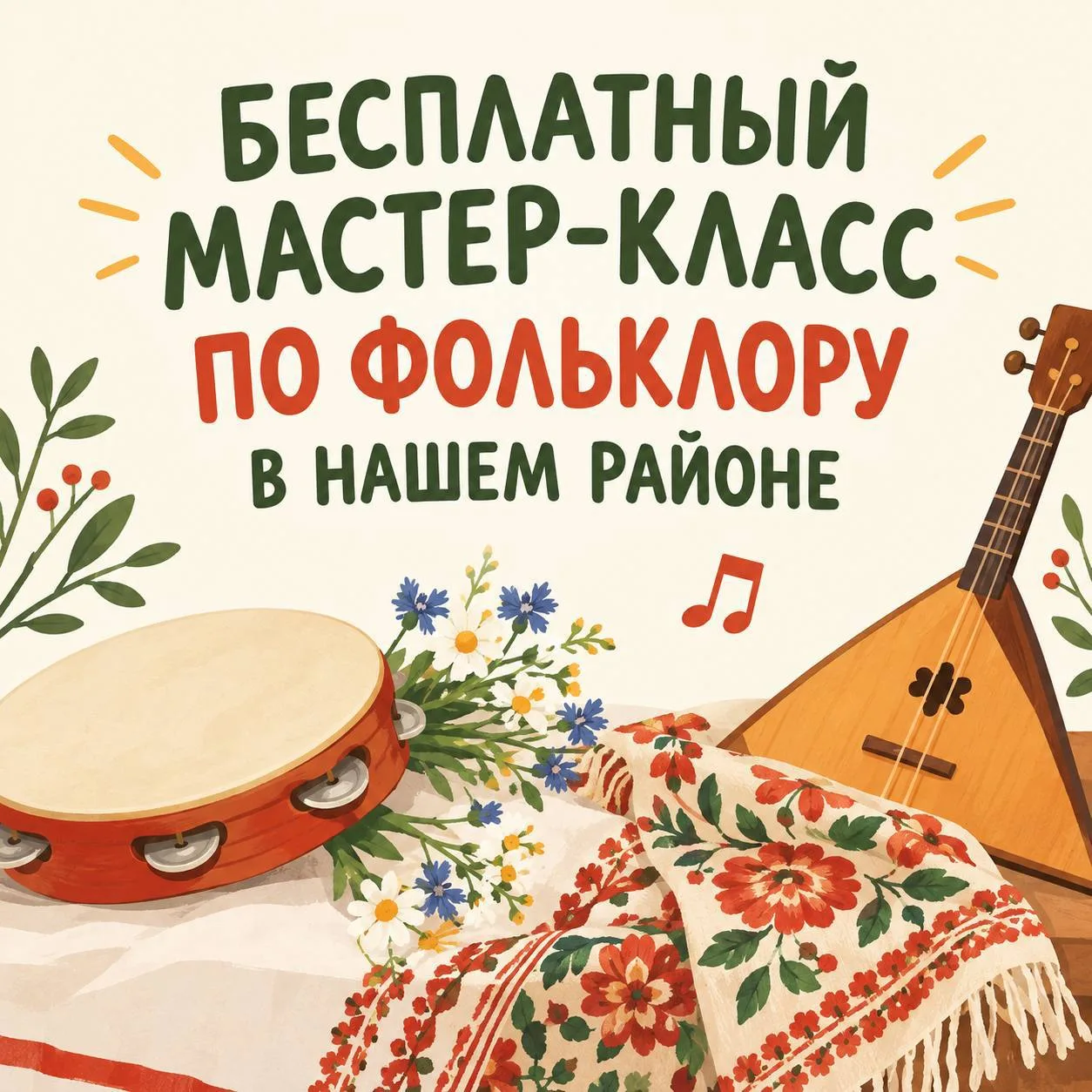 В нашем районе проведут бесплатный мастер-класс по фольклору.