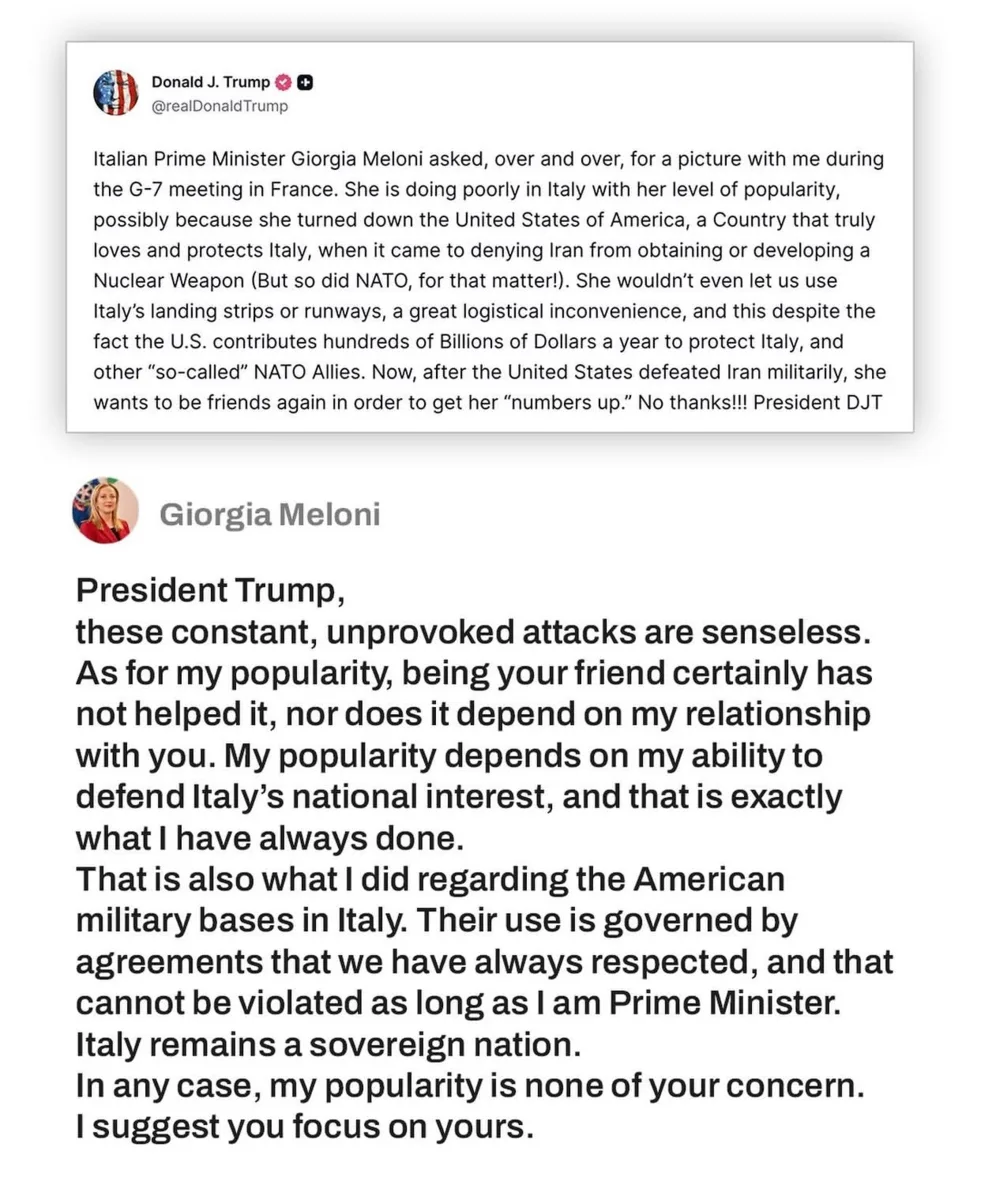 Трамп обвинил Мелони в желании дружить ради популярности. Премьер Италии заявила, что дружба с ним н