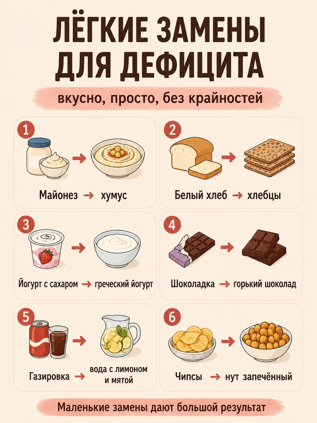 📝Шпаргалка – Легкие замены для дефицита