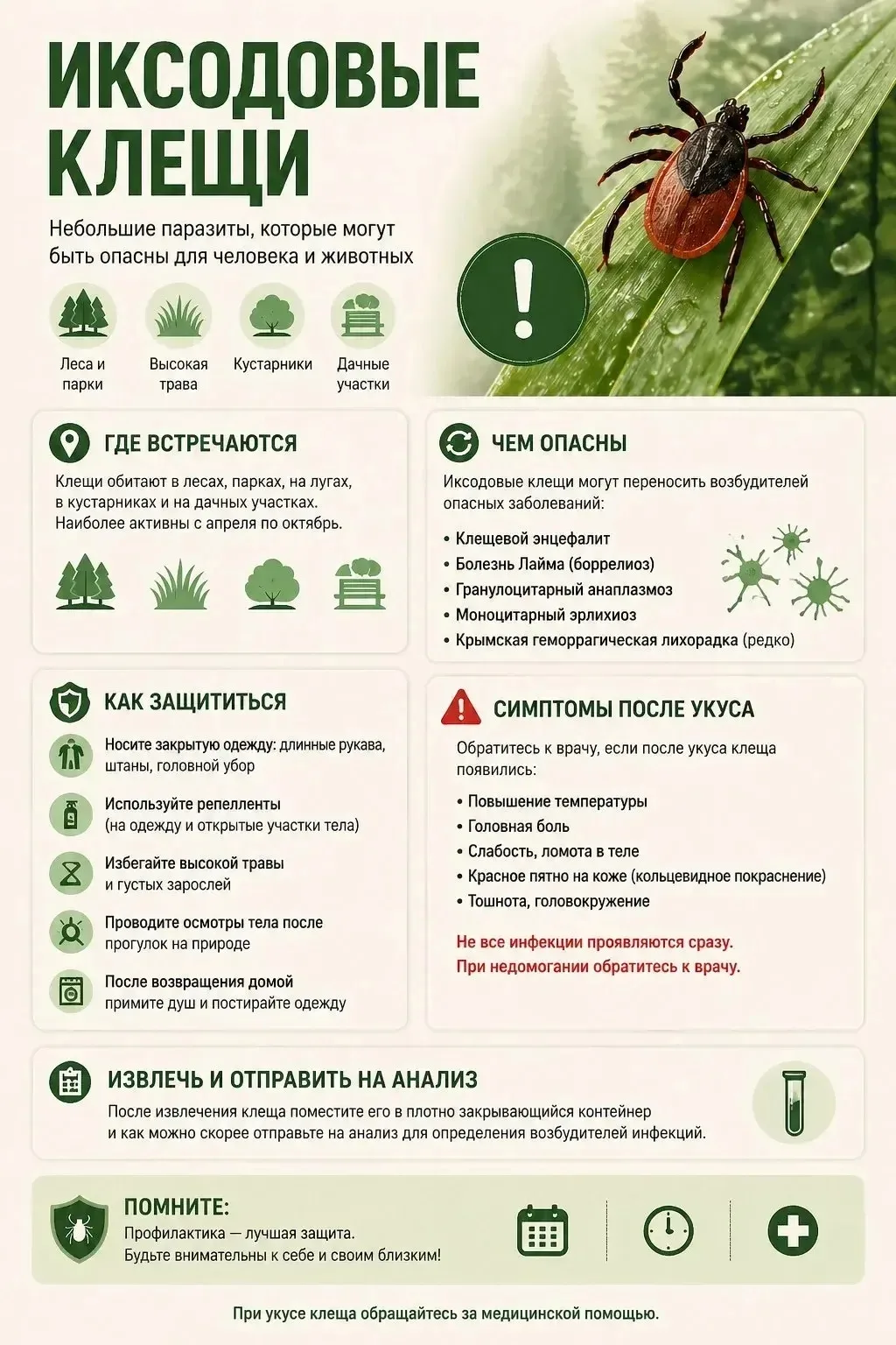 📢 Осторожно: иксодовые клещи!