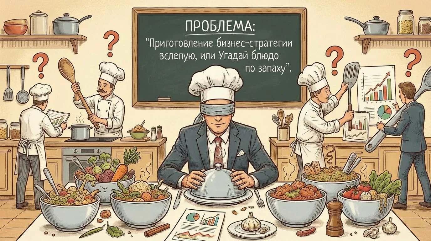 Приготовление бизнес-стратегии вслепую, или Угадай блюдо по запаху.

Вы на кухне своего бизнеса. 
Ва