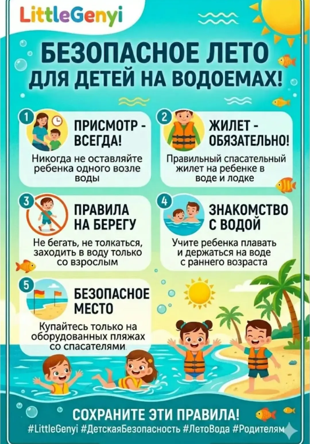 🌊 Мальчишки и девчонки, а также их родители! Помните эти важные правила безопасности н...