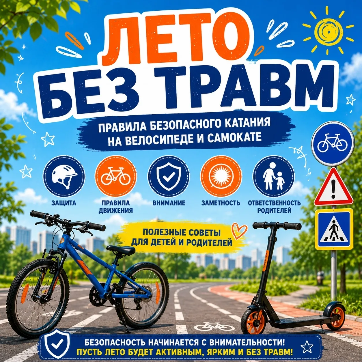 ⚡️ Лето без травм: катайся по правилам! 🚲🛴