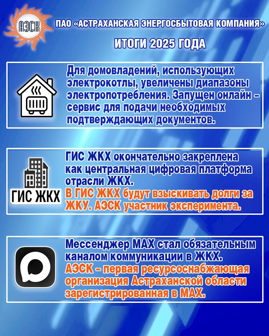 ПАО «Астраханская энергосбытовая компания»: Итоги работы за 2025 год в цифрах и показателях  Астраха