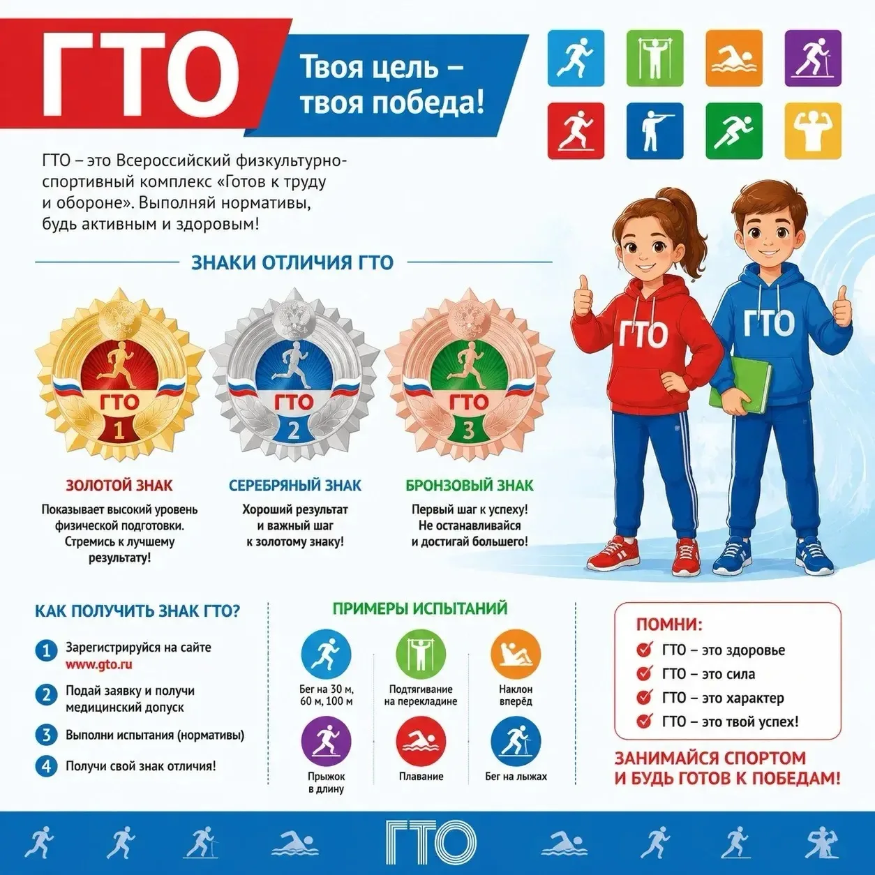 Знак ГТО: Не просто награда, а ценный помощник для школьника
 
🏅Знак ГТО (Готов к труду и обороне) 