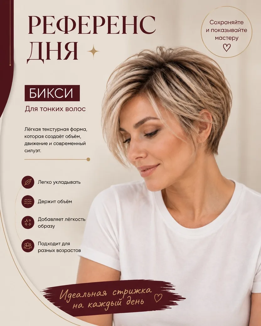 Сохраняйте идеи стрижек — пусть вдохновение всегда будет под рукой! ✨