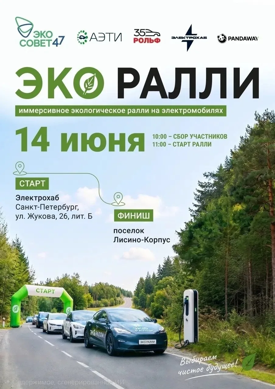 #Авто_Гатчина_развлечения
🚘 Первое иммерсивное экологическое ралли на электромобилях #ЭкоРалли47 — 