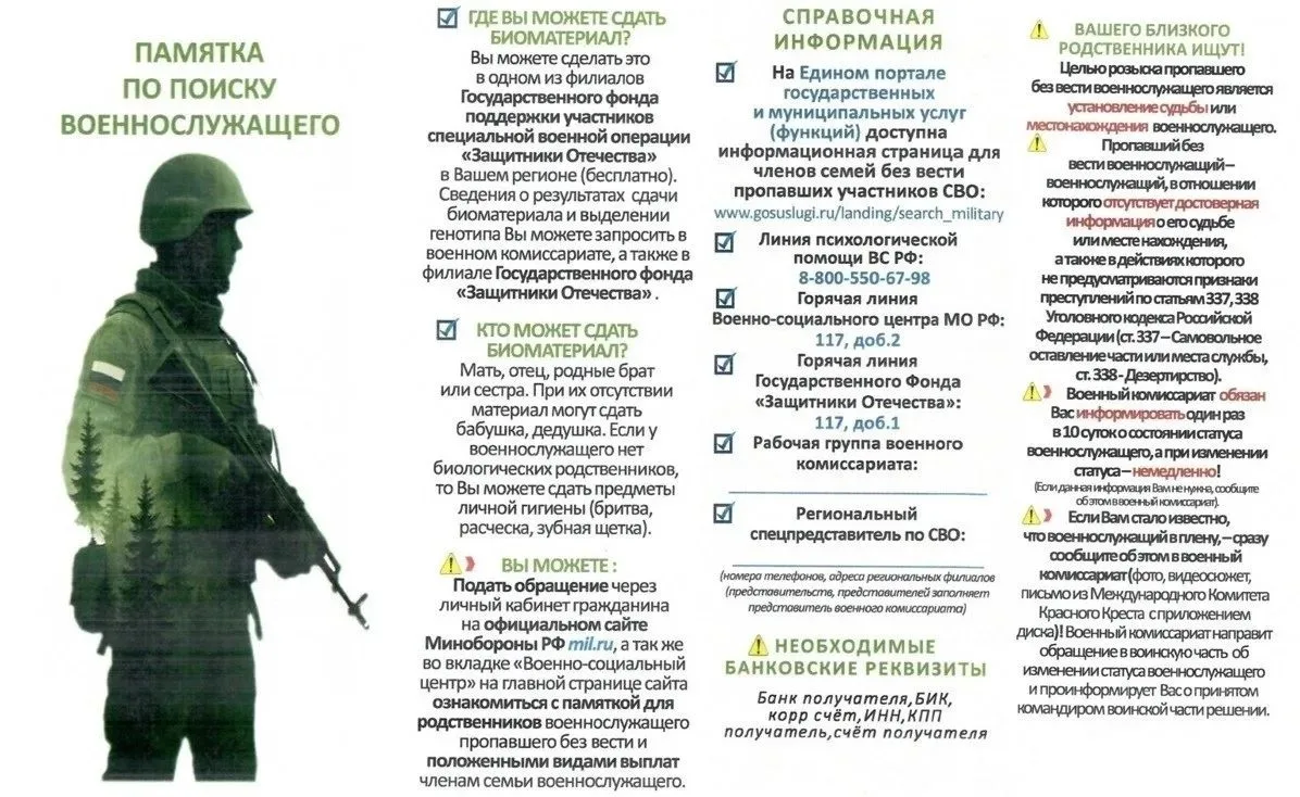Важная информация

Министерство обороны Российской Федерации разработало пошаговый алгоритм для родс