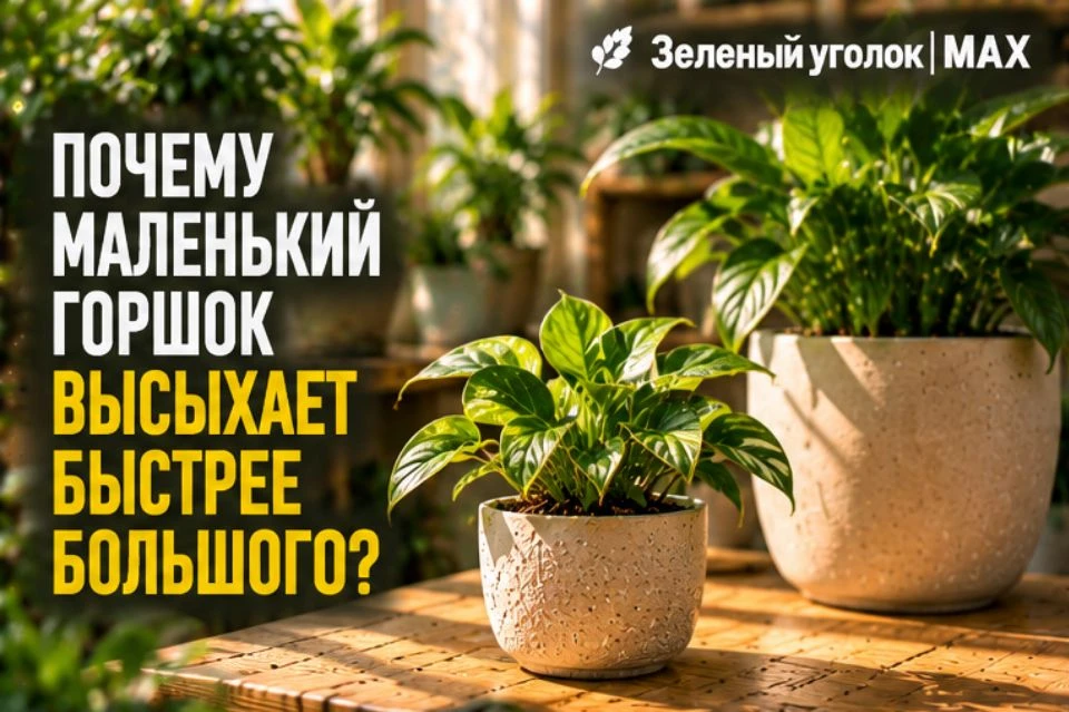 🏺 ПОЧЕМУ МАЛЕНЬКИЙ ГОРШОК ВЫСЫХАЕТ БЫСТРЕЕ БОЛЬШОГО?