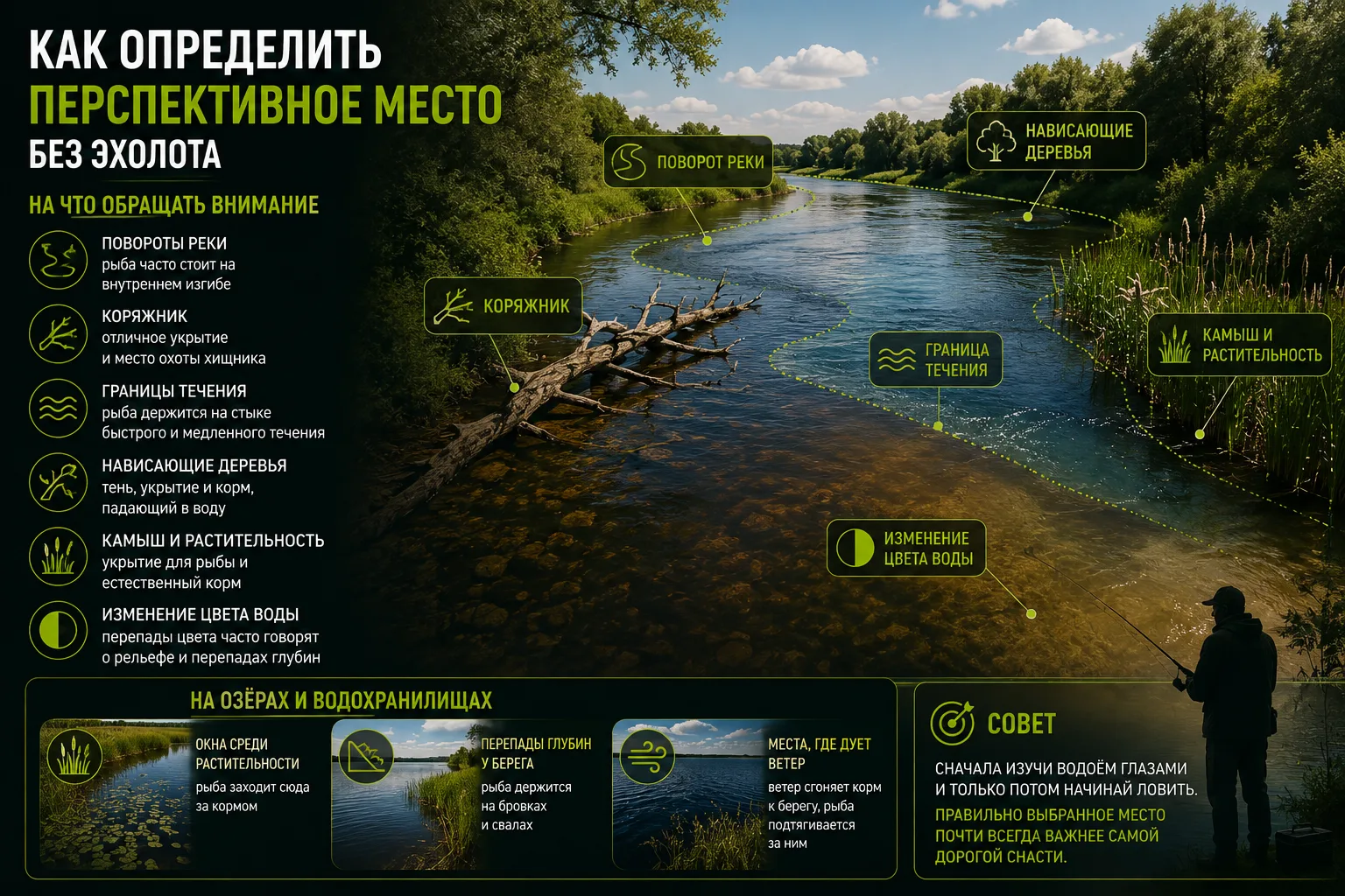 🟢 Как определить перспективное место без эхолота

Не всегда для хорошей рыбалки нужен эхолот. Многи