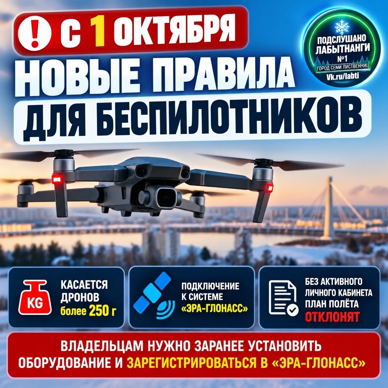 ❗️Владельцев беспилотников предупредили о новом требовании с 1 октября