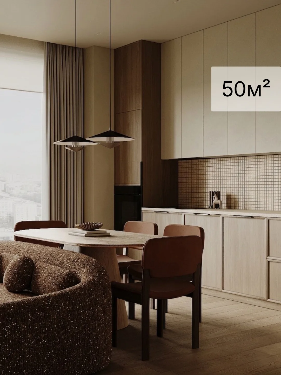 50 м² Дизайн проект квартиры для молодого парня