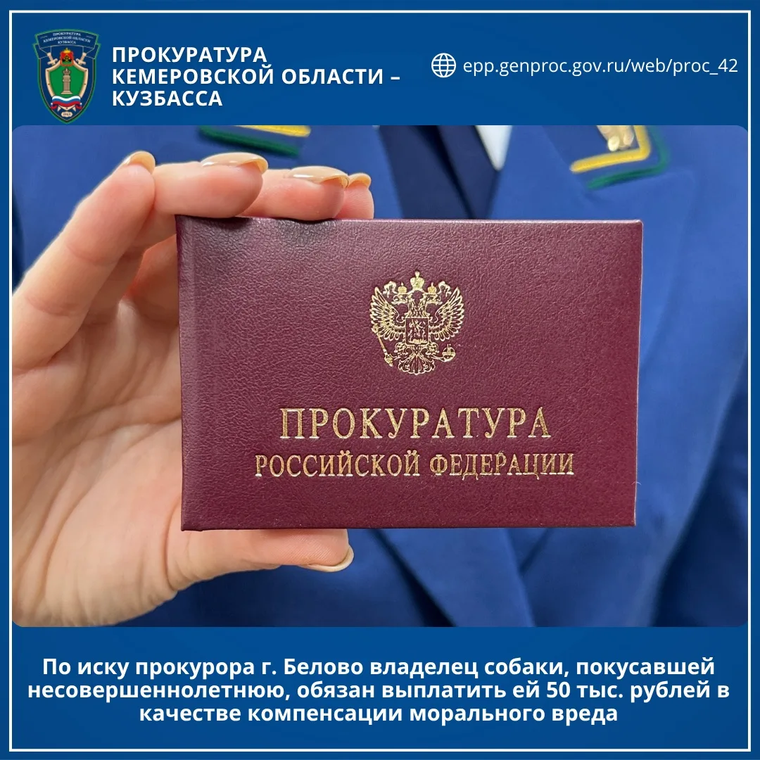 По иску прокурора г. Белово владелец собаки, покусавшей несовершеннолетнюю, обязан выпл...