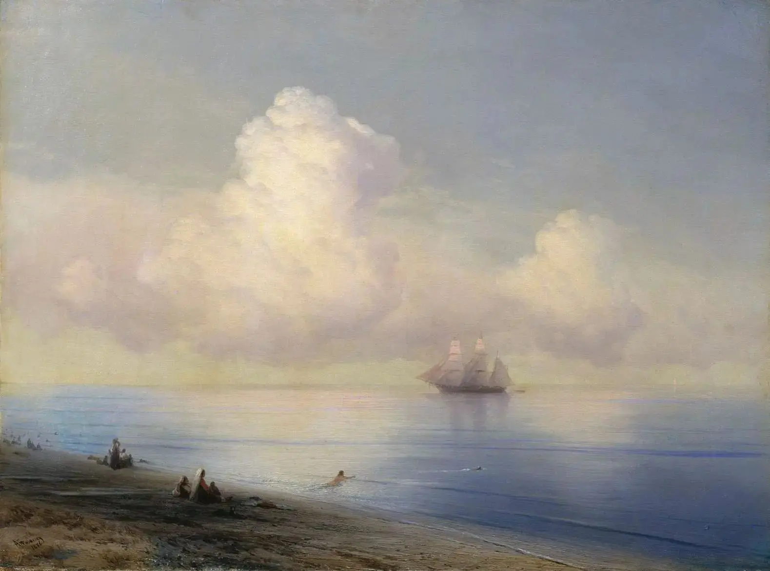 "Штиль на море", 1876 г. 

Иван Константинович Айвазовский (1817-1900)

Холст, масло. 48 x 64 см. Во