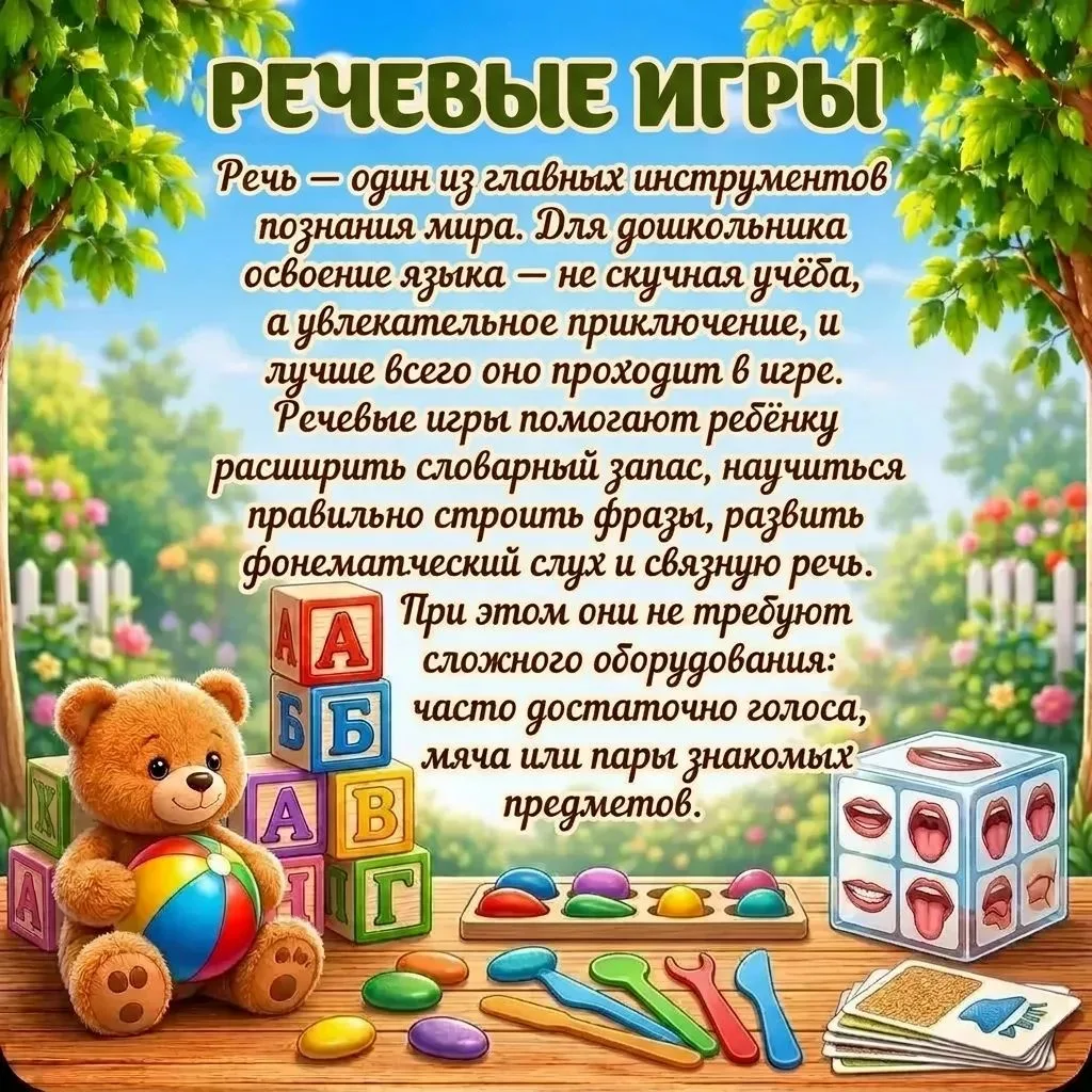 Зачем дошкольнику речевые игры 🎲🗣️

В дошкольном возрасте мозг особенно восприимчив к языковым зак
