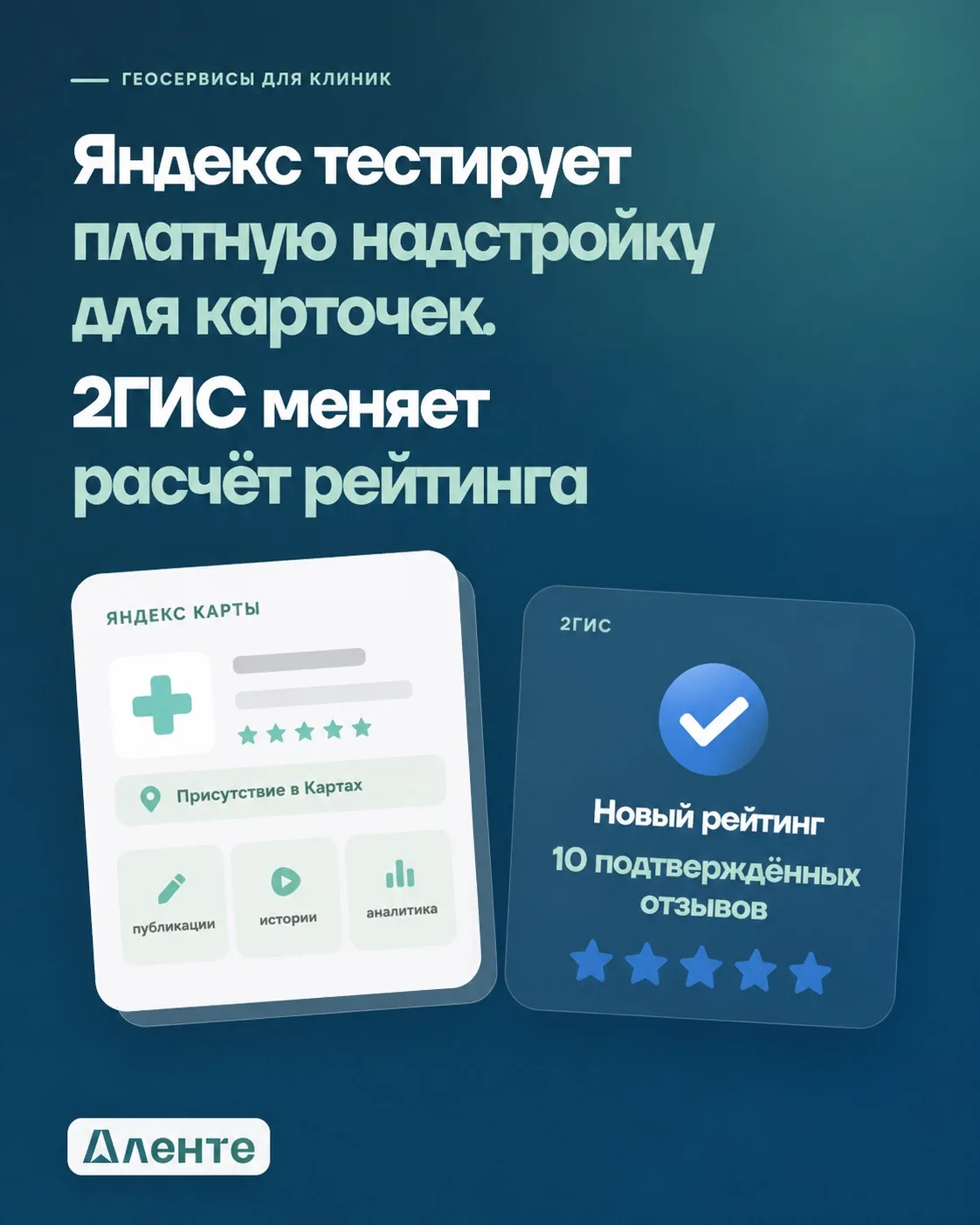 Яндекс тестирует платную надстройку для карточек. 2ГИС меняет правила рейтинга.