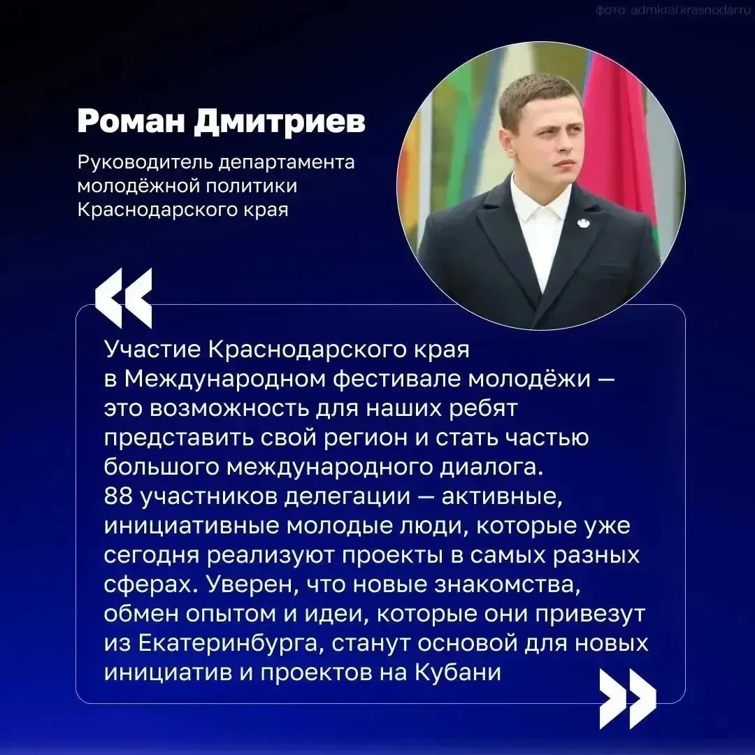 Делегация Краснодарского края принимает участие в Международном фестивале молодёжи!