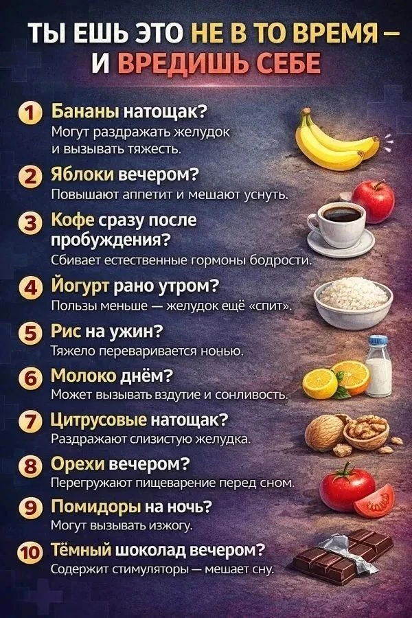 Распределение продуктов по времени суток помогает организму эффективнее усваивать энерг...