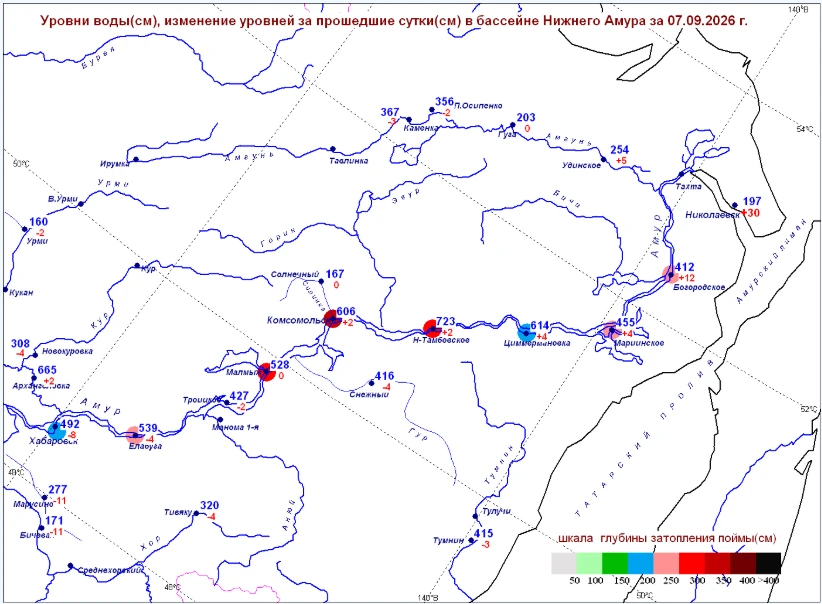 Гидрологическая обстановка на реке Амур на 7 сентября