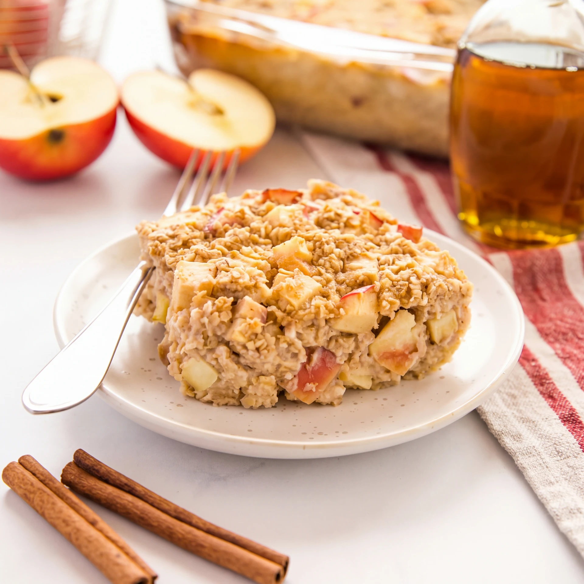 Запечённая овсянка с яблоками и корицей