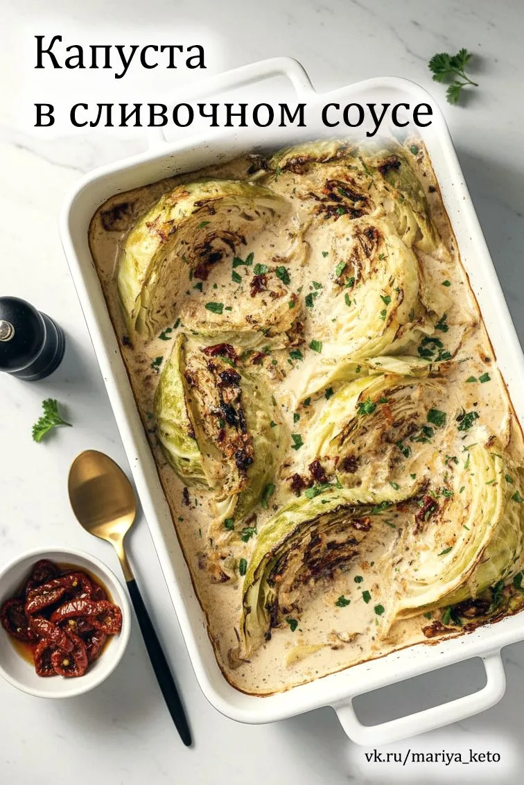 🥬 ЗАПЕЧЁННАЯ КАПУСТА С ТВОРОЖНЫМ СЫРОМ И ЧЕСНОКОМ: КЕТО-ГАРНИР
