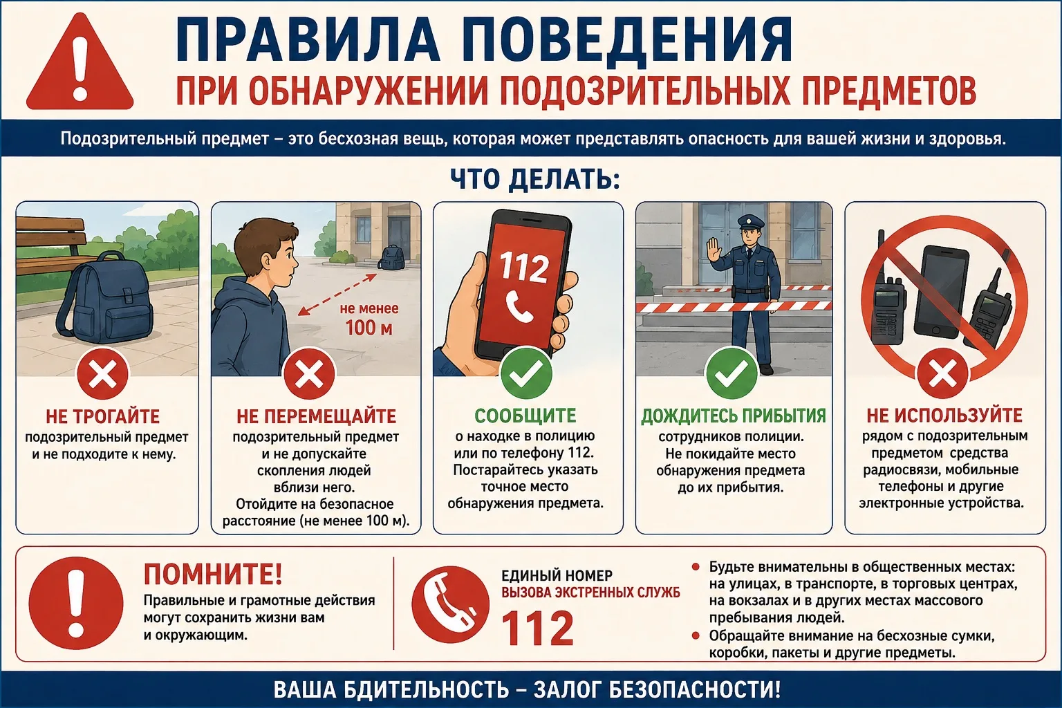 🚨 ВАЖНО: КАК ДЕЙСТВОВАТЬ ПРИ ОБНАРУЖЕНИИ ПОДОЗРИТЕЛЬНОГО ПРЕДМЕТА 🚨