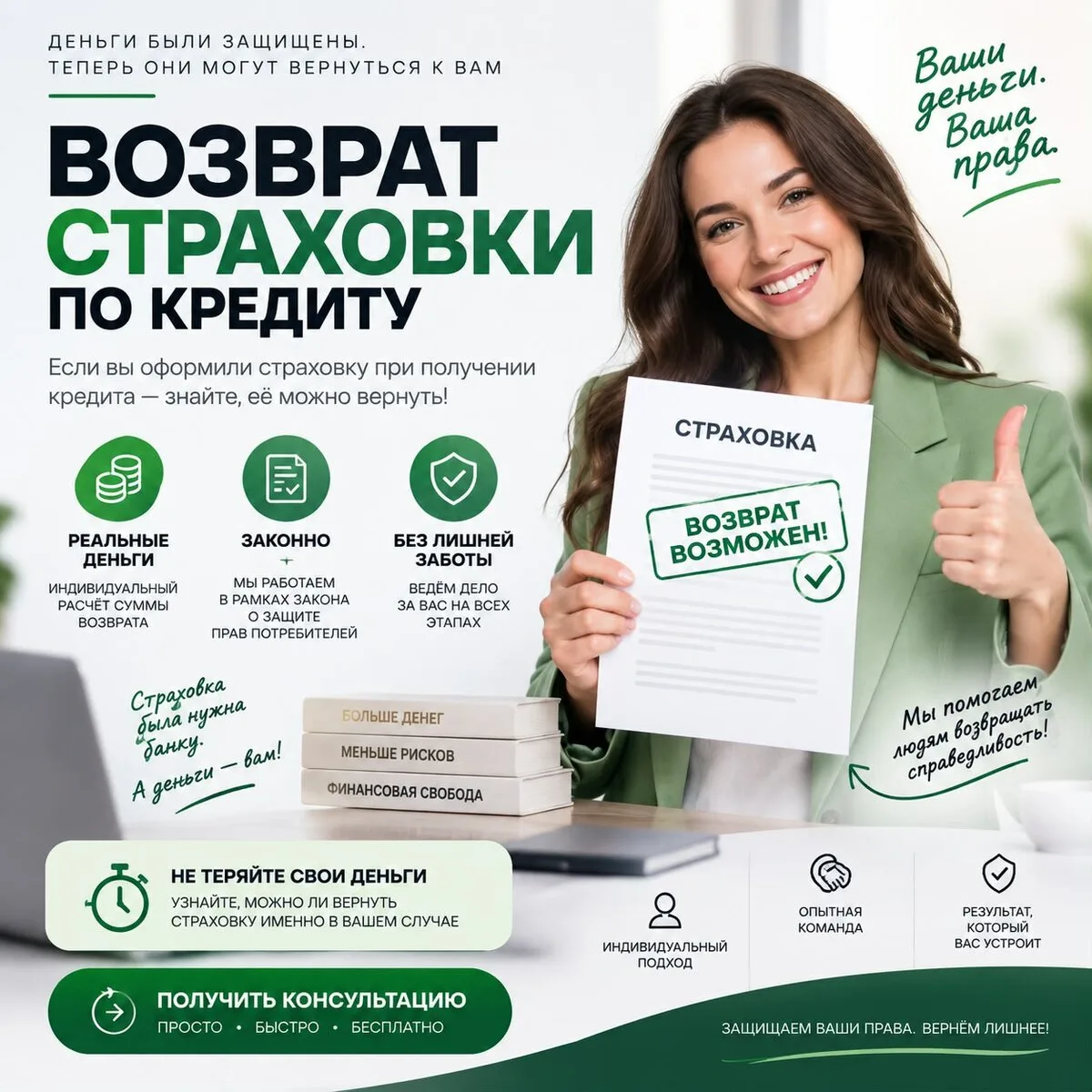 Возврат страховки и комиссий по кредитам.