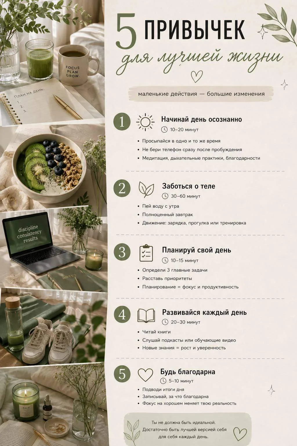 🌿 ПРИВЫЧКИ, КОТОРЫЕ ДЕЛАЮТ ЖИЗНЬ ЛУЧШЕ

✨ гулять без цели
📖 читать вместо бесконечной ленты
💧 нач