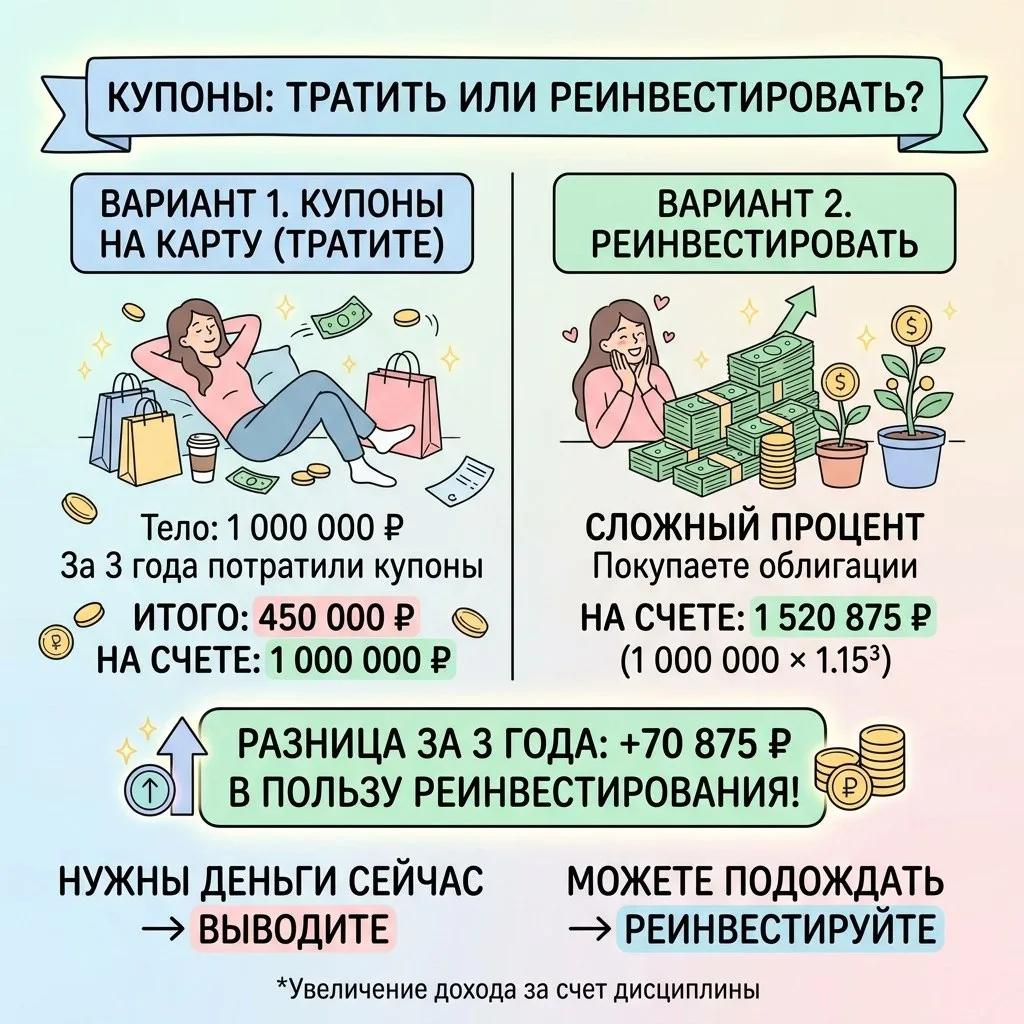 Купоны тратить или реинвестировать?