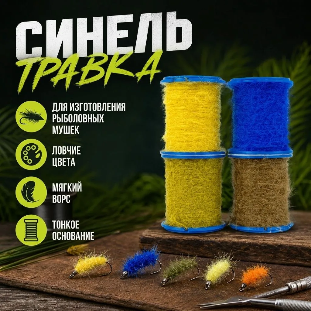 Добавили синель "Травка" на маркетплейсы, пока только наборами по 4 цвета. Очень тонкая синель с мяг