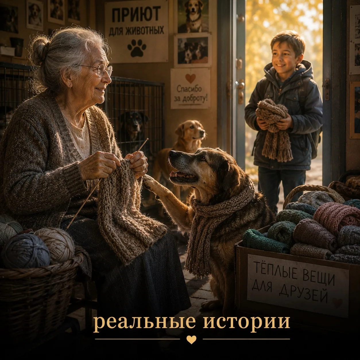 Пожилая женщина каждый день вязала тёплые вещи для приюта… Пока одна собака не помогла найти того, к