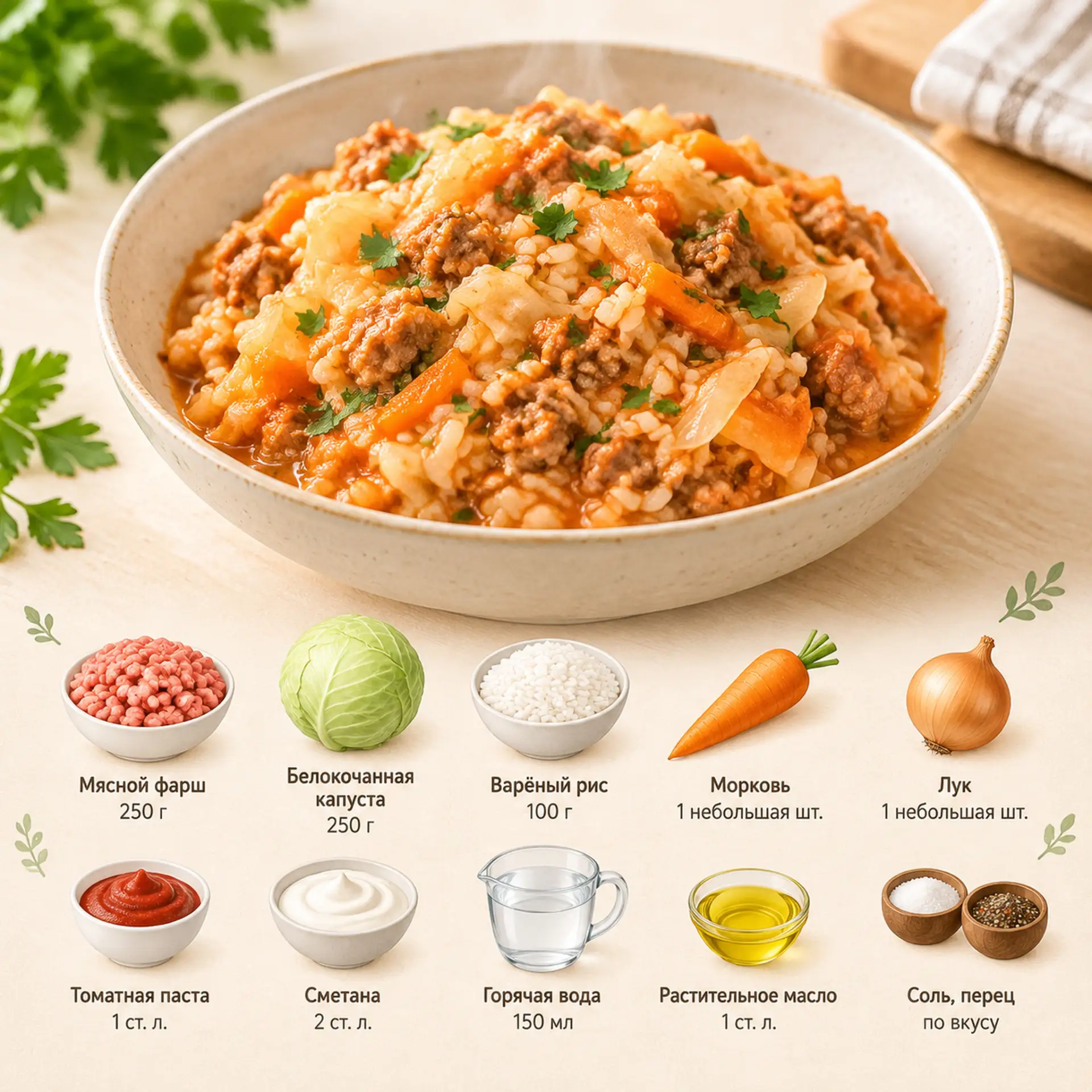 Ленивые голубцы на сковороде 🤤
