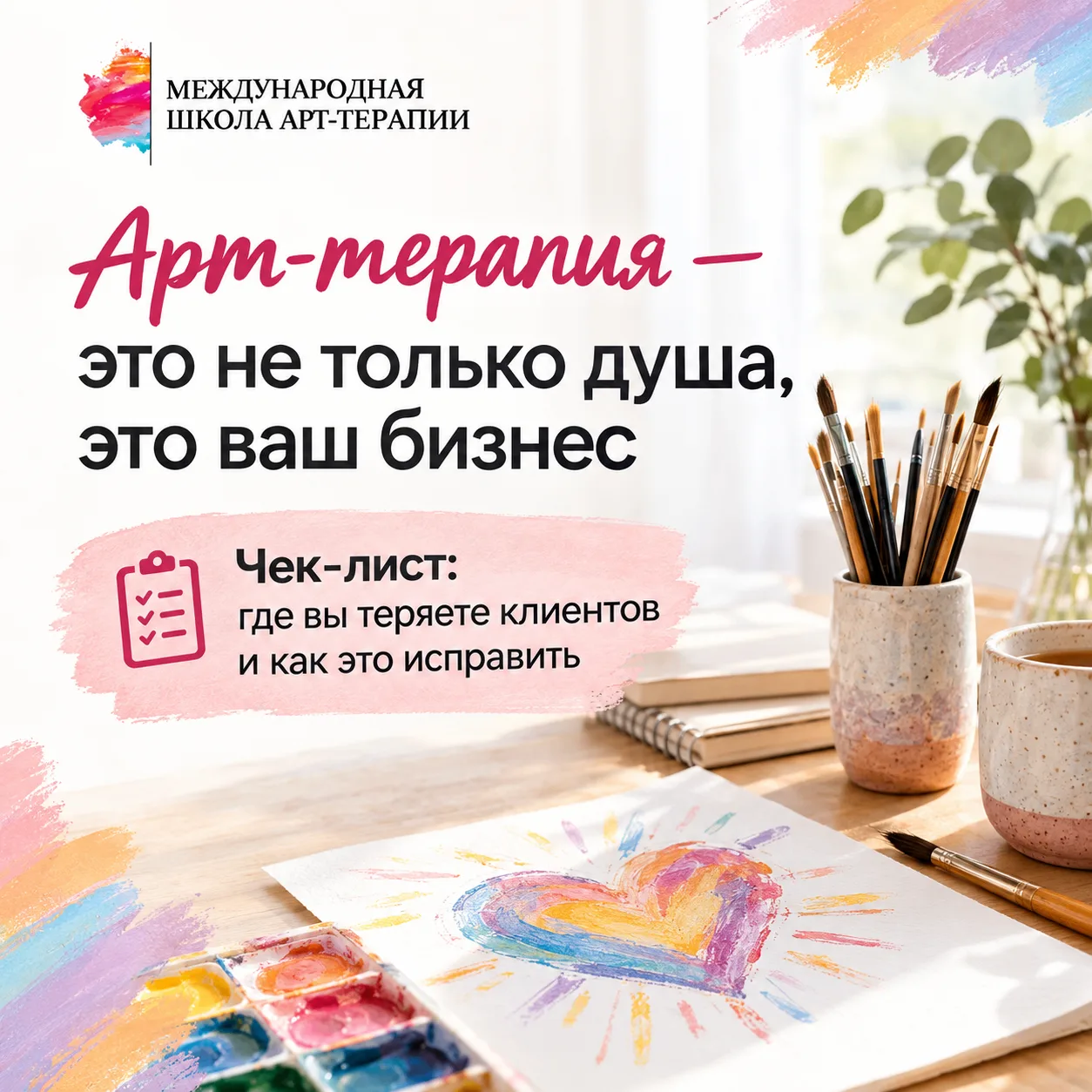 Арт-терапия — это не только душа, это ваш бизнес. 📋Чек-лист: где вы теряете клиентов и...