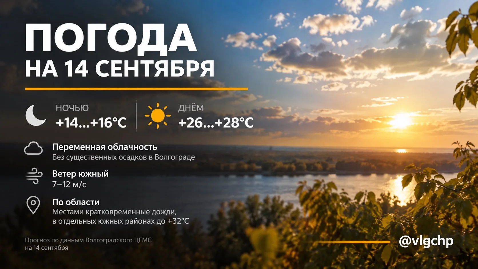 ☀️ До +28°C ожидается в Волгограде 14 сентября