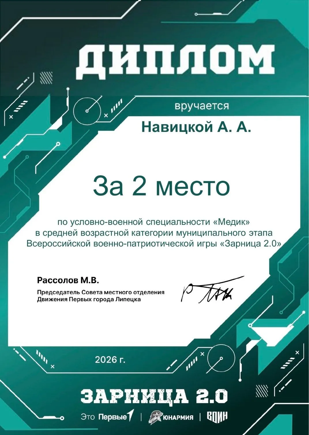 Отряд «Липчане» ( средняя возрастная категория) Индивидуальные победы в муниципальном этапе Всеросси