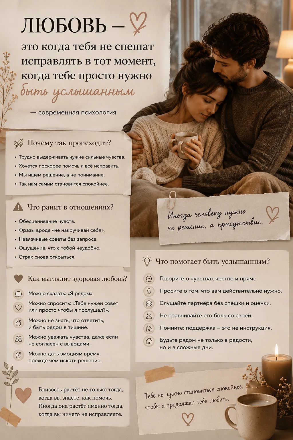 ✨ «Любовь — это когда тебя не спешат исправлять в тот момент, когда тебе просто нужно б...