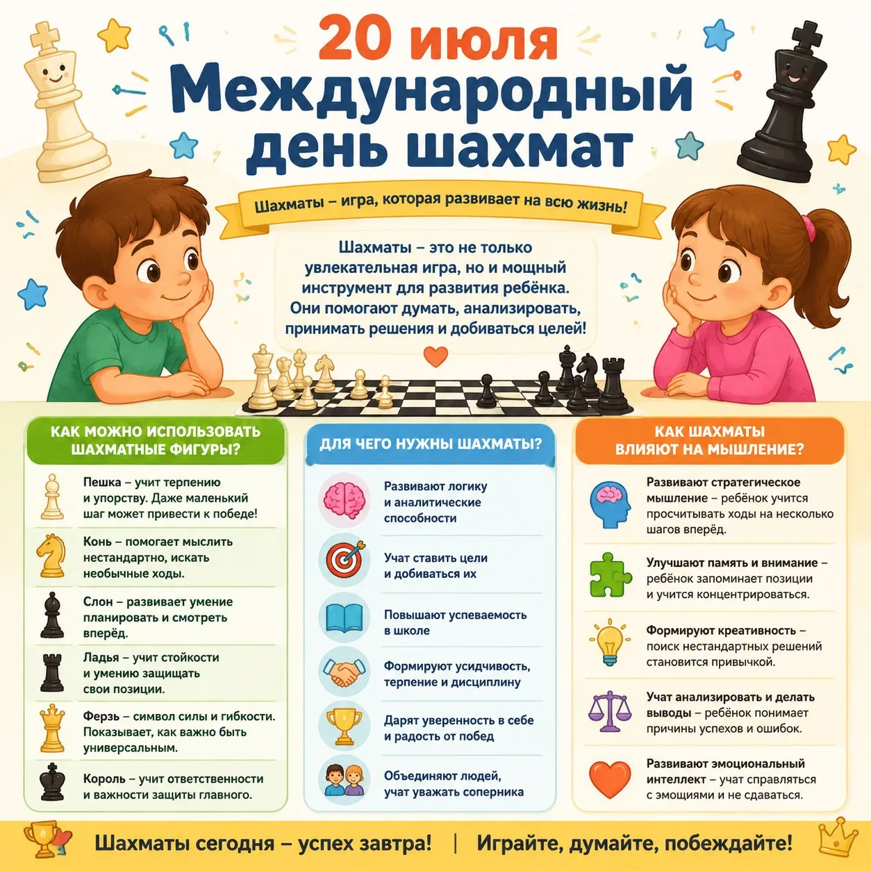 ♟ Шахматы — игра, которая развивает с детства!

📌 Первое знакомство ребёнка с шахматами не должно б