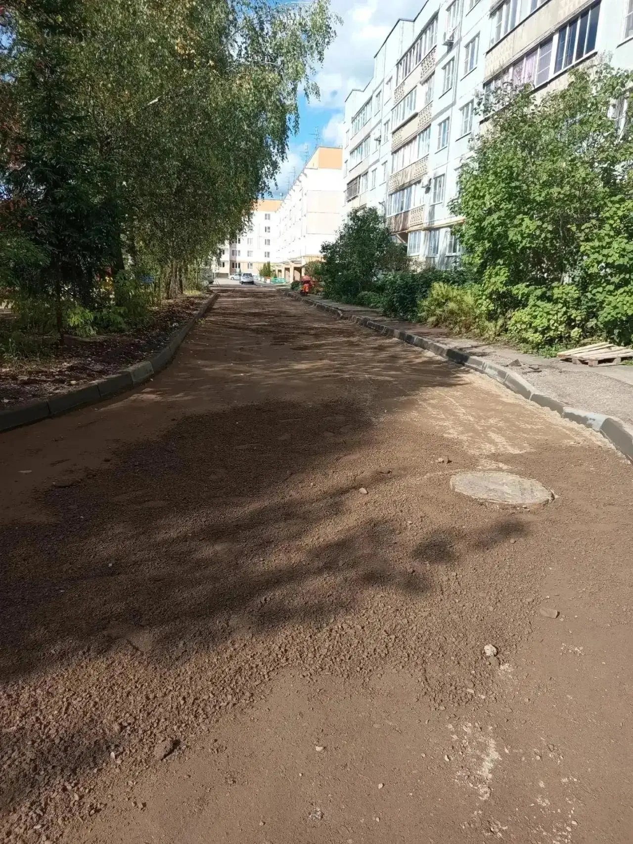 На улице Запрудной в Великих Луках начали приводить в порядок пешеходный участок ⚠