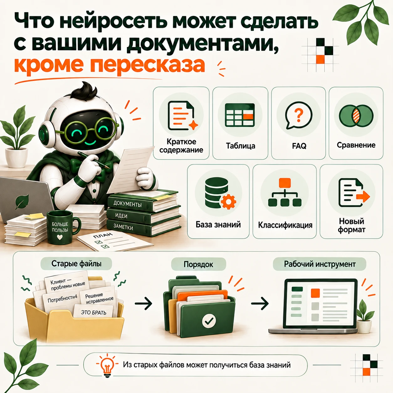 ЧТО НЕЙРОСЕТЬ МОЖЕТ СДЕЛАТЬ С ВАШИМИ ДОКУМЕНТАМИ, КРОМЕ ПЕРЕСКАЗА