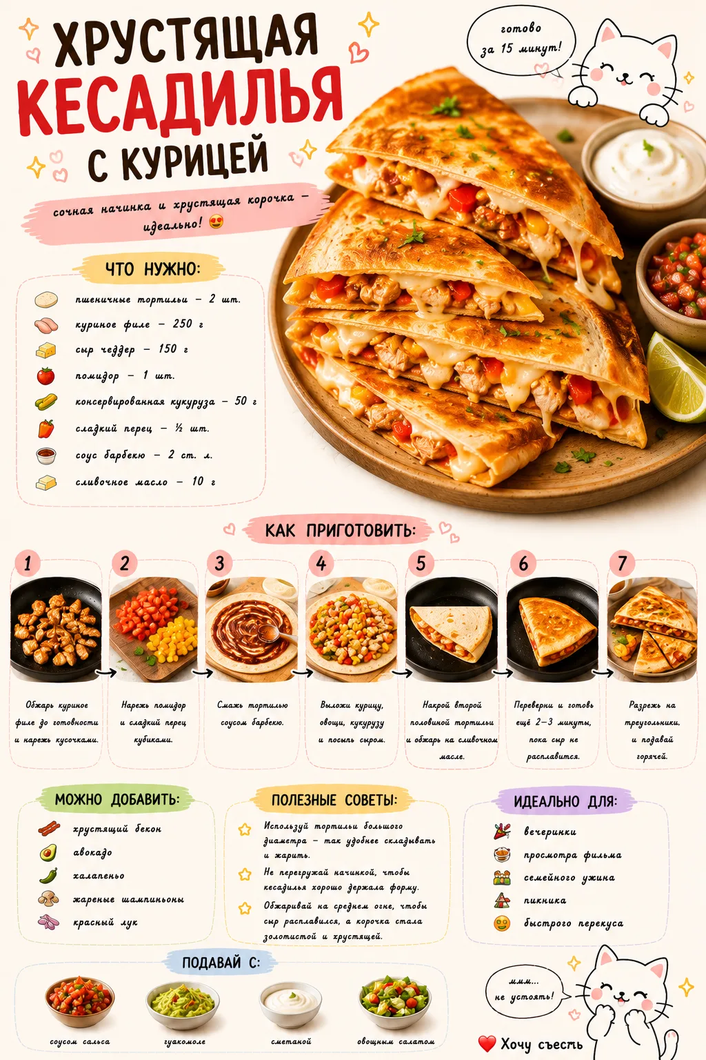 🌯 ХРУСТЯЩАЯ КЕСАДИЛЬЯ С КУРИЦЕЙ