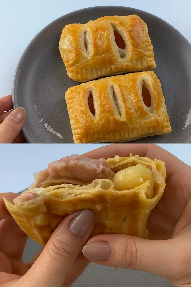 Слойки с ветчиной и сыром 😋

Аппетитные золотистые слойки с тягучей сырной начинкой и ароматной вет
