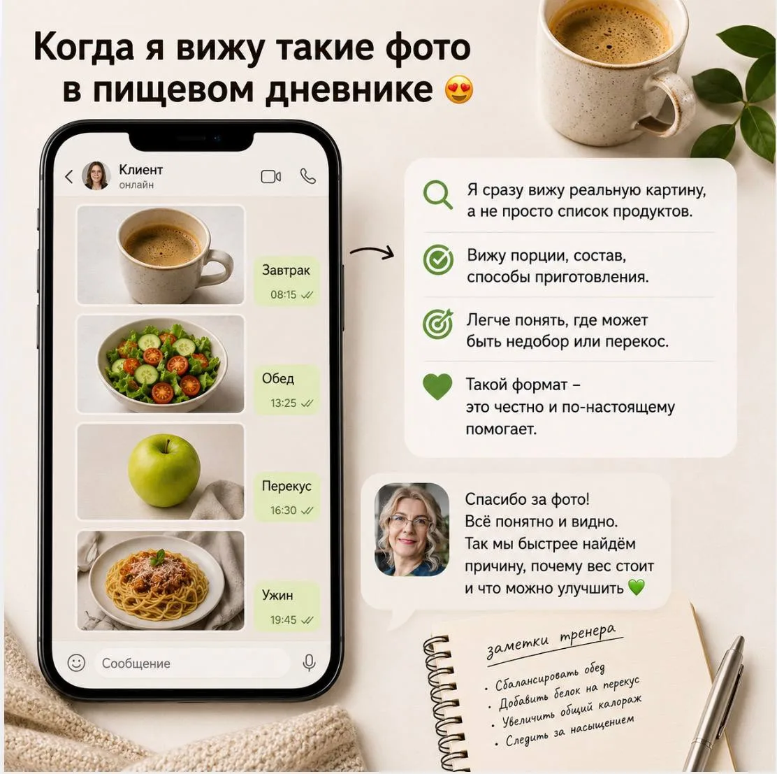 «Я ем мало и все равно не худею😭» - частая фраза женщин на моих разборах