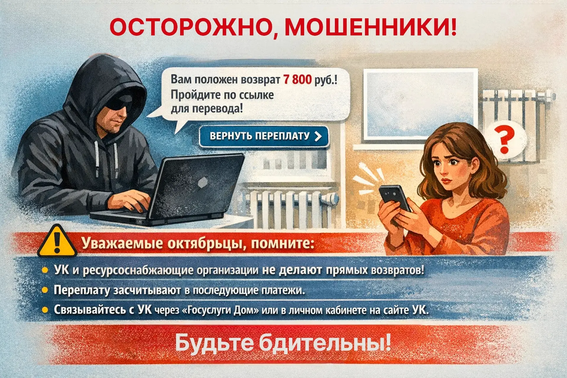 Мошенники рассылают сообщения о возврате средств за отопление
