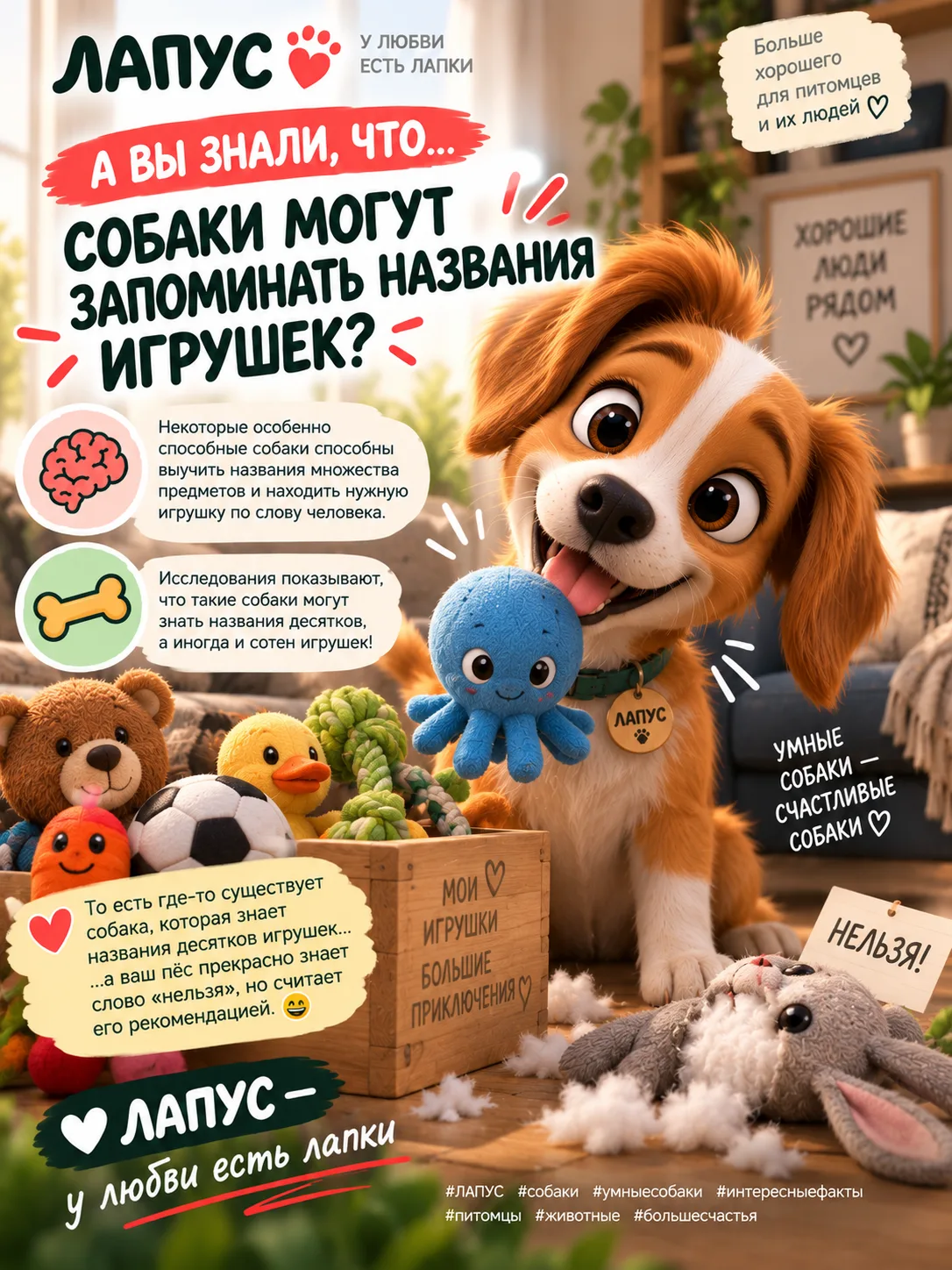 🐶 СОБАКИ МОГУТ ЗАПОМИНАТЬ НАЗВАНИЯ ИГРУШЕК